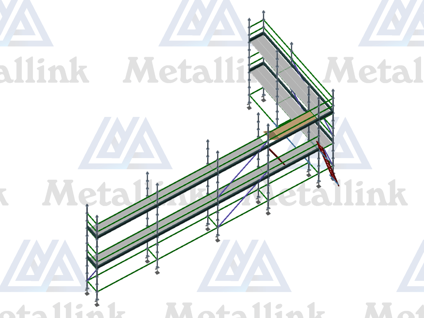 16m Transforming Ringlock Scaffold w/Ladders, 2-Level - Image 2