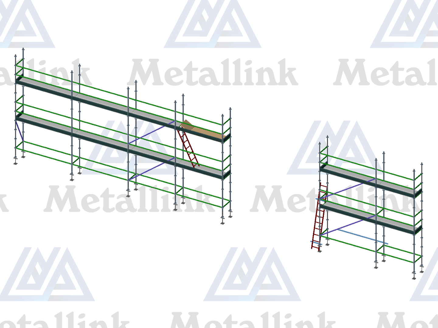 16m Transforming Ringlock Scaffold w/Ladders, 2-Level - Image 5