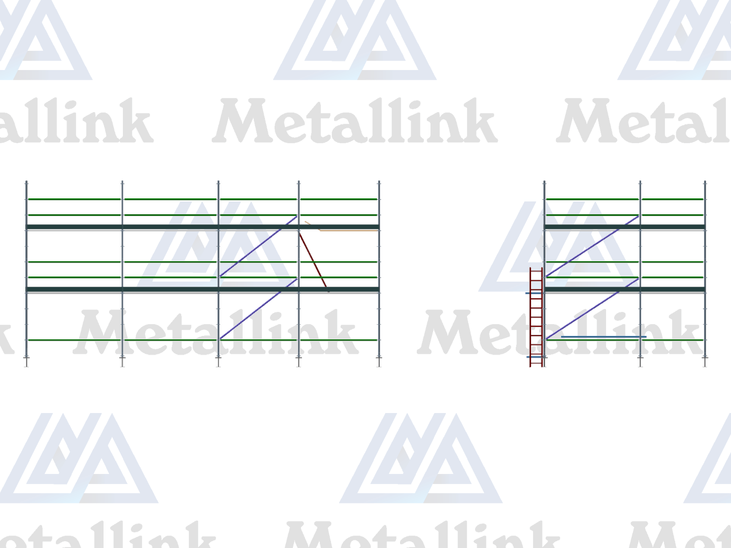 16m Transforming Ringlock Scaffold w/Ladders, 2-Level - Image 6