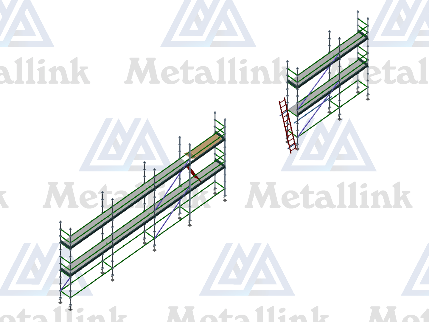 16m Transforming Ringlock Scaffold w/Ladders, 2-Level - Image 7