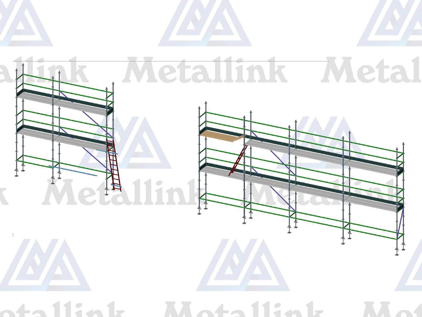 16m Transforming Ringlock Scaffold w/Ladders, 2-Level - Image 8