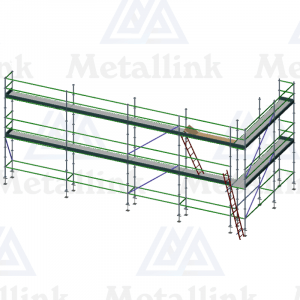 Aluminium Scaffolding 16m, Transforming Ringlock Scaffold w/Ladders, 2-Level