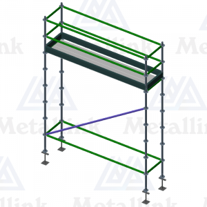 3m Indoor Ringlock Scaffold w/Handrail, 1-Level, 4m High