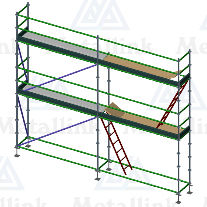 Aluminium Scaffolding 6m w/ Hatches & Ladders, Ringlock, 2-Level