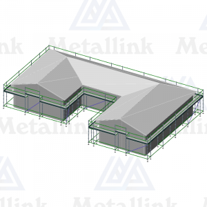 Layout diagram of an 80-meter single-storey ringlock scaffold.