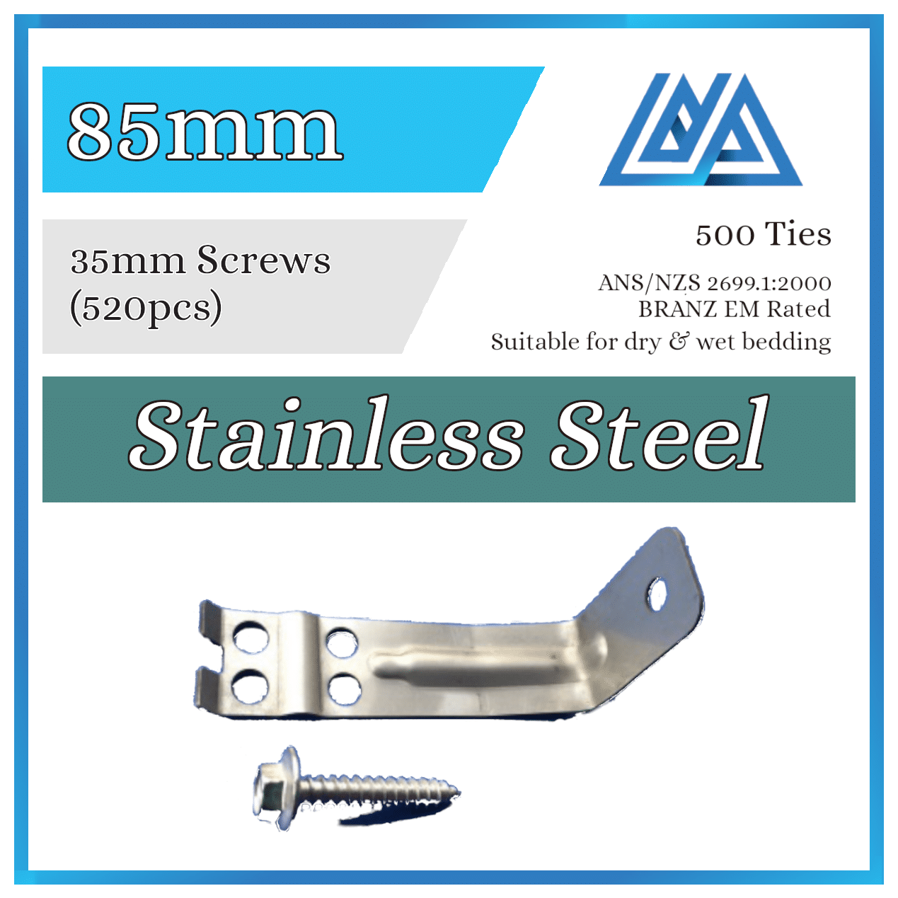 Brick Ties Stainless Steel 85mm (Timber Screws)